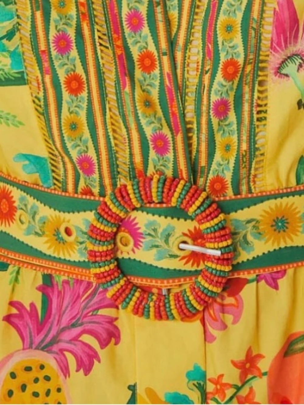 FARM Rio Yellow Delicate Fruit Garden Organic Cotton Mini Dress Size M NWOT - Picture 9 of 12